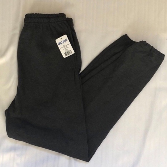 New Gildan Closed Bottom Gray Sweatpants w Pocket - Picture 4 of 12
